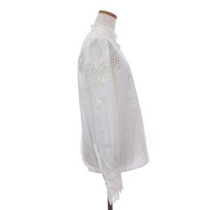 Lois CRAYON シャツ ブラウス 長袖 レース 刺繍 無地 コットン混 白 ホワイト M SM1