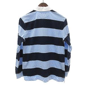 POLO RALPH LAUREN ラガーシャツ 長袖 ボーダー ベアロゴ コットン 青系 ブルー系 L SM1