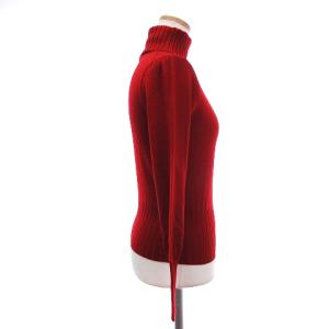 M'S GRACY ニット セーター 長袖 タートルネック 花柄 刺繍 無地 ウール 赤 レッド 38