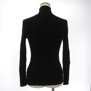M'S GRACY 長袖 ニット セーター ハイネック デザインリボン スリット 黒 ブラック 38