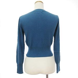 M'S GRACY 長袖 ニット ショートカーディガン タイト コットン 青系 ブルー 38