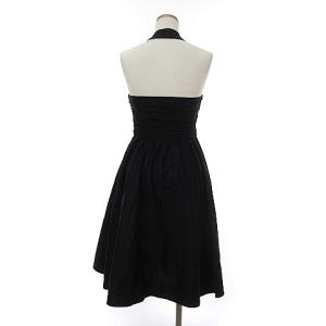 DIANE von FURSTENBERG ホルターネックワンピース フレアスカート シワ加工 光沢 コットン100% 404-147309 黒 ブラック 2 SM1