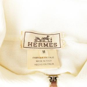 HERMES ポロシャツ 長袖 ハーフジップ  ストライプ アイボリー M SM1 AA