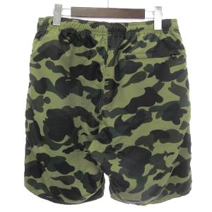 A BATHING APE 美品 スイムショーツ ショートパンツ 水着 カモフラ 迷彩柄 001SPH201015X カーキ L SM1