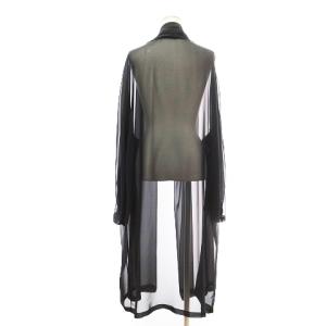 HERMES ロングカーディガン シースルー 38 ブラック