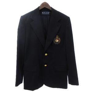 テーラードジャケット ブレザー シングル 2B ウール 金ボタン ワッペン 紺 ネイビー 9 SM1