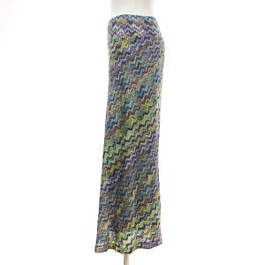 MISSONI ロングスカート ストレッチ ウエストゴム ニット生地 コットン 幾何学模様 総柄 D-TK392 マルチカラー 44 SM1