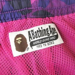 A BATHING APE 美品 スイムショーツ ショートパンツ 水着 カモフラ 迷彩柄 001SPF201005X 紫 パープル L SM1