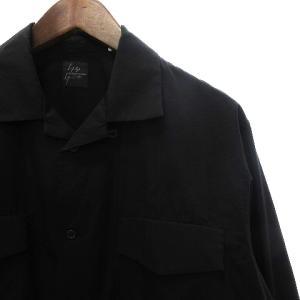 YOHJI YAMAMOTO COSTUME D'HOMME ロングフラップポケットシャツ オープンカラー 長袖 コットン HH-B91-050 黒 ブラック 2 M相当 SM1