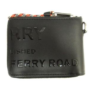 BURBERRY 8037588 二つ折り財布 ホースフェリープリント ラウンドジップ スムースレザー ブラック