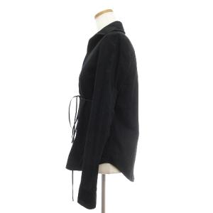 GUCCI ブラウス シャツ オープンカラー プルオーバー 長袖 ドローコード ブラック 黒 38 XS位 SM1