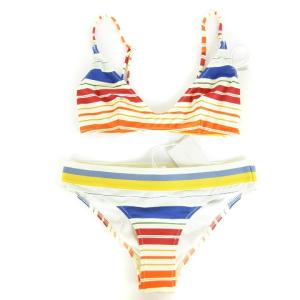 タグ付き STRIPE セパレート 水着 ビキニ セットアップ 上下 スイムウェア ボーダー マルチカラー XS SM1