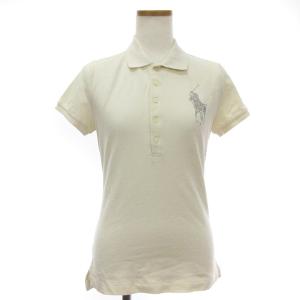 ポロシャツ 半袖 ビッグポニー ロゴ ワンポイント コットン ベージュ系 白 ホワイト M