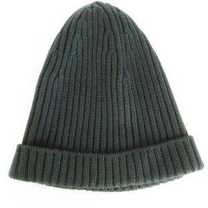 PRADA ビーニー ニット帽 帽子 キャップ ラバーワッペン ウール グリーン 緑 50