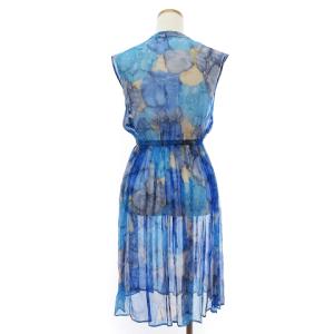 ANAYI シアー ワンピース ノースリーブ ひざ丈 シルク 青 ブルー系 36