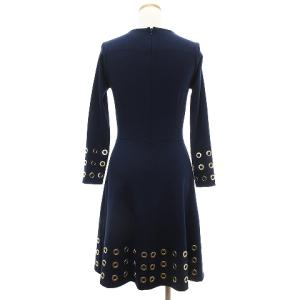 MICHAEL Michael Kors ワンピース ひざ丈 長袖 フレア スタッズ 紺 ネイビー系 XS