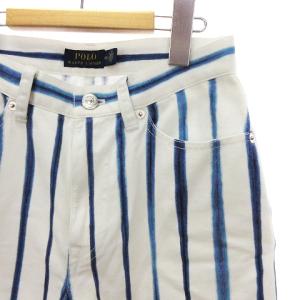 POLO RALPH LAUREN ワイドパンツ ロング ストライプ コットン 白 ホワイト 青 ブルー 150
