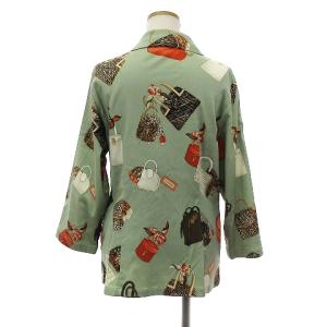 LEONARD SPORT ジャケット ブルゾン ジップアップ 総柄 かばん柄 コットン 0561140 緑系 グリーン M