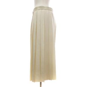 Drawer 6524-299-0661 プリーツスカート カットオフ加工 ウール シルク レザー ホワイト