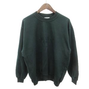 タグ付き ヴィンテージ トレーナー スウェット クルーネック コットン 裏起毛 ロゴ 刺繍 緑 グリーン M SM1