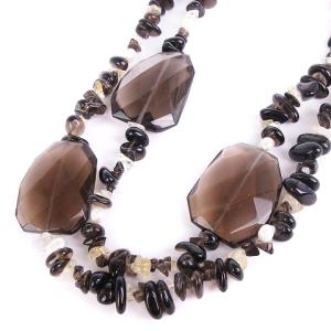 GRACE CONTINENTAL 2連 ストーン ビーズ ネックレス ペンダント クリア ブラウン系 アクセサリー SM1