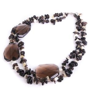 GRACE CONTINENTAL 2連 ストーン ビーズ ネックレス ペンダント クリア ブラウン系 アクセサリー SM1