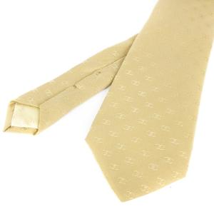 CHANEL ネクタイ レギュラータイ シルク 総柄 ココマーク ベージュ SM1