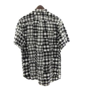 POLO RALPH LAUREN シャツ 半袖 カスタムフィット パッチワーク ボタンダウン チェック コットン 黒 ブラック 白 ホワイト LL GY16