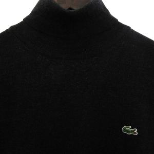 LACOSTE ニット セーター タートルネック ワニロゴ ワンポイント ウール 黒 ブラック 5 GY16
