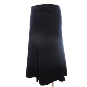 RALPH LAUREN スカート フレア ひざ丈 無地 ウール 濃紺 ダークネイビー 9