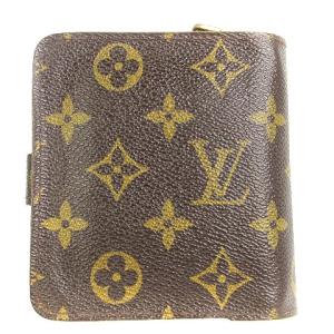 LOUIS VUITTON コンパクトジップ モノグラム 二つ折り財布 ウォレット ラウンドジップ M61667 茶 ブラウン SM1