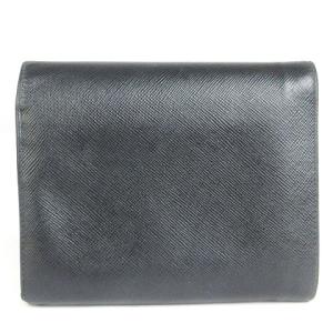 PRADA 財布 三つ折り コンパクト サフィアーノレザー ロゴ 三角プレート 黒 ブラック ウォレット SM1