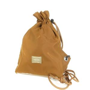 × ビームス BAMES 吉田カバン B印吉田 ショルダーバッグ サコッシュ ナイロン 巾着型 ブラウン 茶 SM1