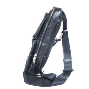 LUGGAGE LABEL 吉田カバン スリングショルダーバッグ ボディ 鞄 かばん エレメント レザー 黒 ブラック SM1