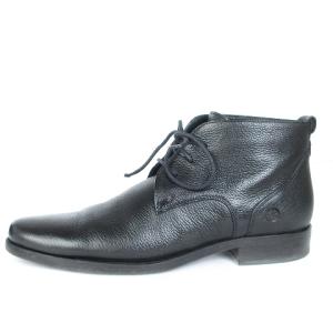 GIORGIO ARMANI チャッカブーツ レースアップ レザー ロゴ 黒 ブラック 40 27cm相当 靴 シューズ