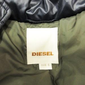 DIESEL ダウンジャケット ジップアップ 長袖 ワッペン 黒 ブラック S SM1