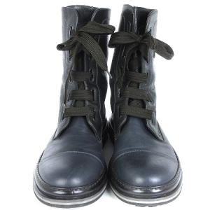 EMPORIO ARMANI ワークブーツ シューズ 靴 レザー レースアップ 裏ボア XEU760 H81 41 24.5?p相当 SM1