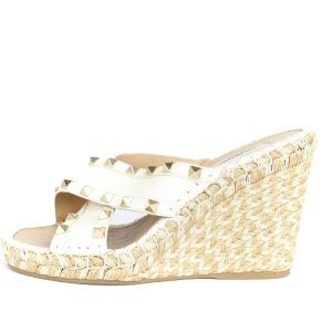 VALENTINO GARAVANI サンダル ウェッジソール ロックスタッズ 37 ベージュ