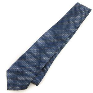 HERMES ネクタイ レギュラータイ Hロゴ シルク100％ 総柄 758955T 紺 ネイビー系