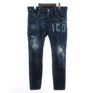 21AW ICON STRECH DENIM パンツ ダメージ加工 ペイント 48 ブルー