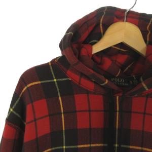 POLO RALPH LAUREN パーカー プルオーバー チェック ビッグポニー コットン 裏起毛 ロゴ 刺繍 赤 レッド S SM1