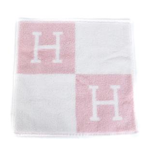 タグ付き アヴァロン ローズ ハンドタオル ハンカチ Hロゴ ピンク 白 ホワイト