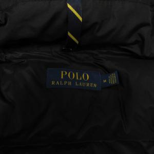 POLO RALPH LAUREN ダウンジャケット アウター 長袖 ジップアップ ロゴ刺繍 フード付き 黒 ブラック M