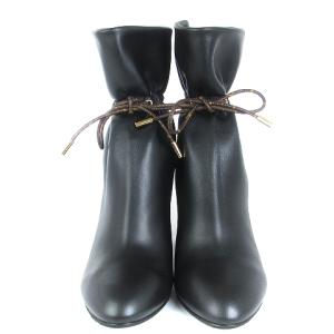 LOUIS VUITTON 21年製 シルエットライン アンクルブーツ レザー モノグラム ブラック 36.5 23.5?p位