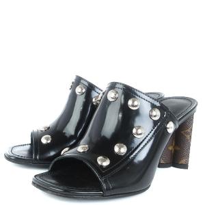 21年製 シルエットライン ミュール スタッズ レザー 36 ブラック