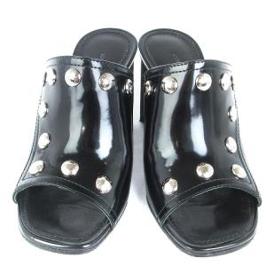 LOUIS VUITTON 21年製 シルエットライン ミュール スタッズ レザー 36 ブラック