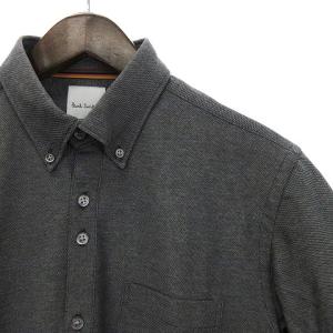 PAUL SMITH ポロシャツ 半袖 胸ポケット 襟裏 シグネチャー ストライプ ポリコットン グレー M SM1