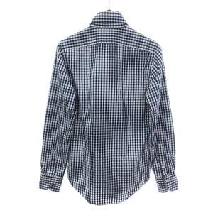 Finamore シモーネ SIMONE シャツ 長袖 コットン ギンガムチェック 紺 ネイビー 白 ホワイト 37