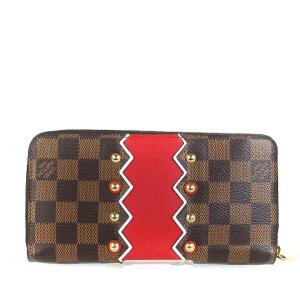 LOUIS VUITTON 18年製 N60145 ダミエ カラコラムパターン ジッピーウォレット スタッズ ブラウン