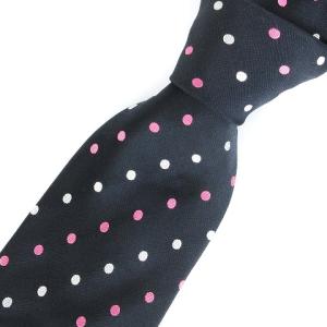 ネクタイ ワイドタイ シルク100％ ドット柄 水玉 黒 ブラック